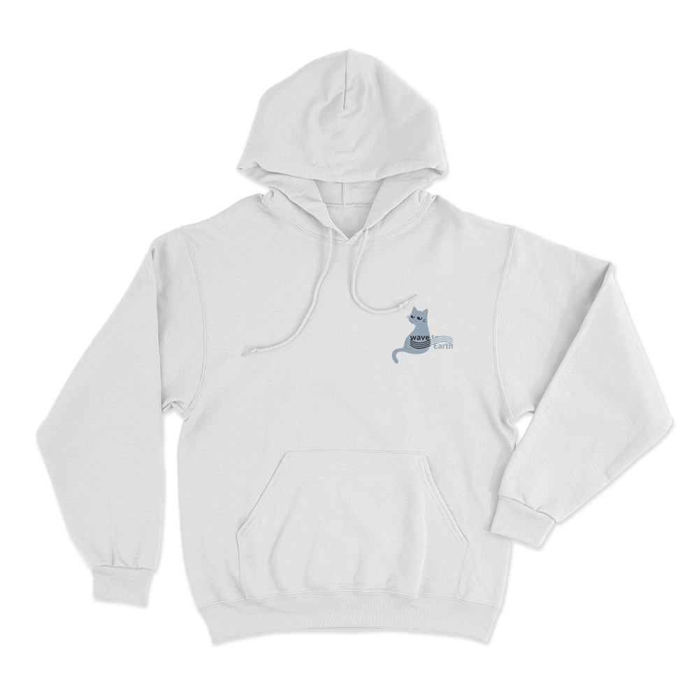 Wave To Earth Cat Unisex Hoodie White Wave To Earth Cat Unisex Hoodie White